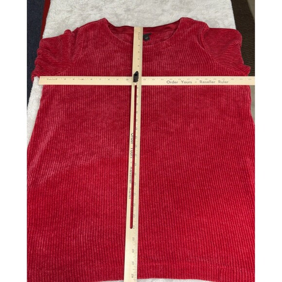J.Jill Wearever XL Chenille Tunic Pullover Boat Neck Red Side Vents Long Sleeve - Picture 8 of 12